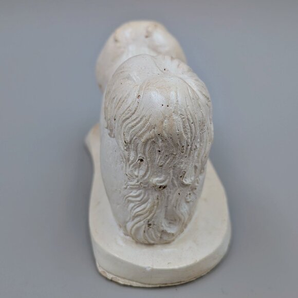 Vintage Chalkware Pekingese Dog Figurine | 1940s–1950s Chalk Ware Statue - Picture 3 of 8